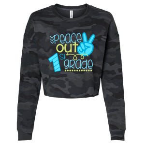 Peace Out 1st Grade Funny End Of School Year Teacher Student Cropped Pullover Crew