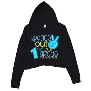 Peace Out 1st Grade Funny End Of School Year Teacher Student Crop Fleece Hoodie