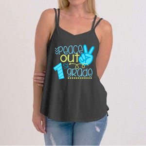 Peace Out 1st Grade Funny End Of School Year Teacher Student Women's Strappy Tank