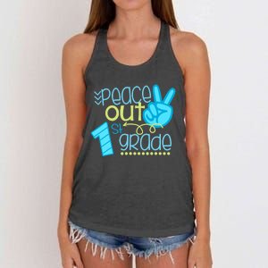 Peace Out 1st Grade Funny End Of School Year Teacher Student Women's Knotted Racerback Tank