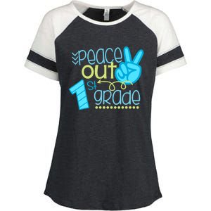 Peace Out 1st Grade Funny End Of School Year Teacher Student Enza Ladies Jersey Colorblock Tee