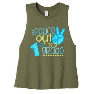 Peace Out 1st Grade Funny End Of School Year Teacher Student Women's Racerback Cropped Tank