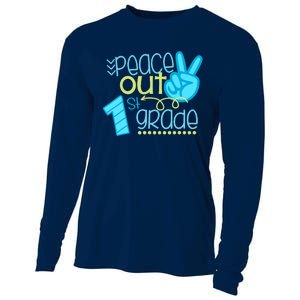 Peace Out 1st Grade Funny End Of School Year Teacher Student Cooling Performance Long Sleeve Crew