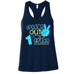 Peace Out 1st Grade Funny End Of School Year Teacher Student Women's Racerback Tank