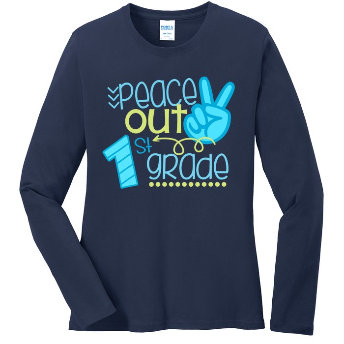 Peace Out 1st Grade Funny End Of School Year Teacher Student Ladies Long Sleeve Shirt