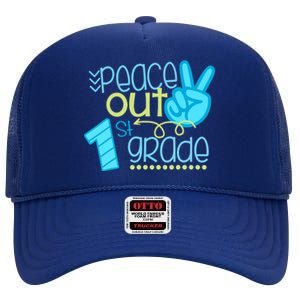 Peace Out 1st Grade Funny End Of School Year Teacher Student High Crown Mesh Back Trucker Hat