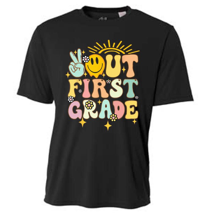 Peace Out 1st Grade Graduation Last Day of School Groovy Cooling Performance Crew T-Shirt