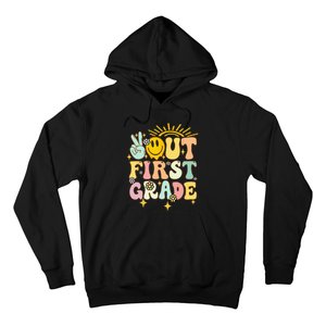 Peace Out 1st Grade Graduation Last Day of School Groovy Hoodie