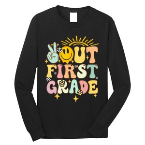 Peace Out 1st Grade Graduation Last Day of School Groovy Long Sleeve Shirt