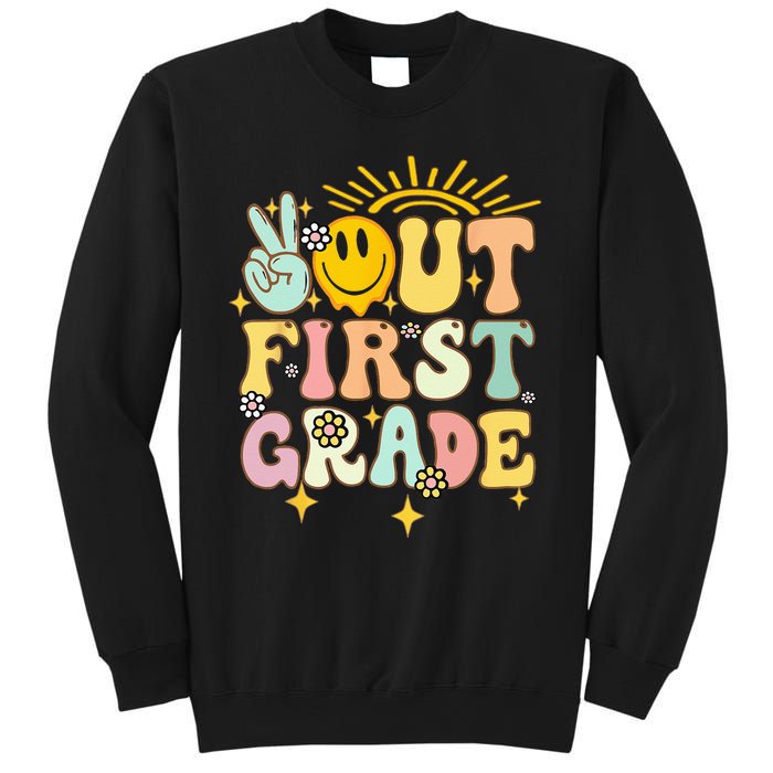 Peace Out 1st Grade Graduation Last Day of School Groovy Sweatshirt