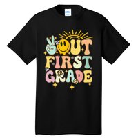 Peace Out 1st Grade Graduation Last Day of School Groovy Tall T-Shirt