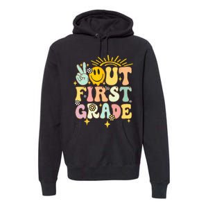 Peace Out 1st Grade Graduation Last Day of School Groovy Premium Hoodie