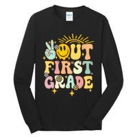 Peace Out 1st Grade Graduation Last Day of School Groovy Tall Long Sleeve T-Shirt