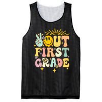 Peace Out 1st Grade Graduation Last Day of School Groovy Mesh Reversible Basketball Jersey Tank