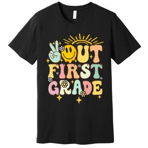 Peace Out 1st Grade Graduation Last Day of School Groovy Premium T-Shirt