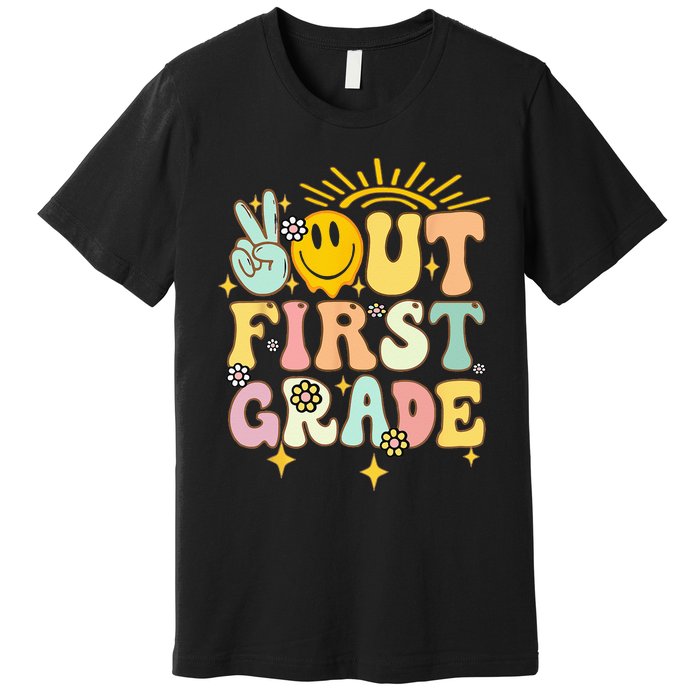 Peace Out 1st Grade Graduation Last Day of School Groovy Premium T-Shirt