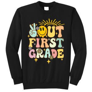 Peace Out 1st Grade Graduation Last Day of School Groovy Tall Sweatshirt