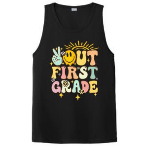 Peace Out 1st Grade Graduation Last Day of School Groovy PosiCharge Competitor Tank