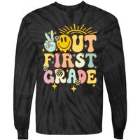 Peace Out 1st Grade Graduation Last Day of School Groovy Tie-Dye Long Sleeve Shirt