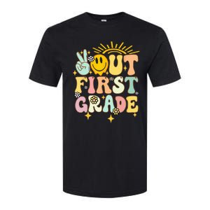 Peace Out 1st Grade Graduation Last Day of School Groovy Softstyle CVC T-Shirt