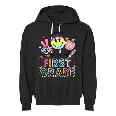 Peace Out 1st First Grade Graduation Last Day Of School Garment-Dyed Fleece Hoodie