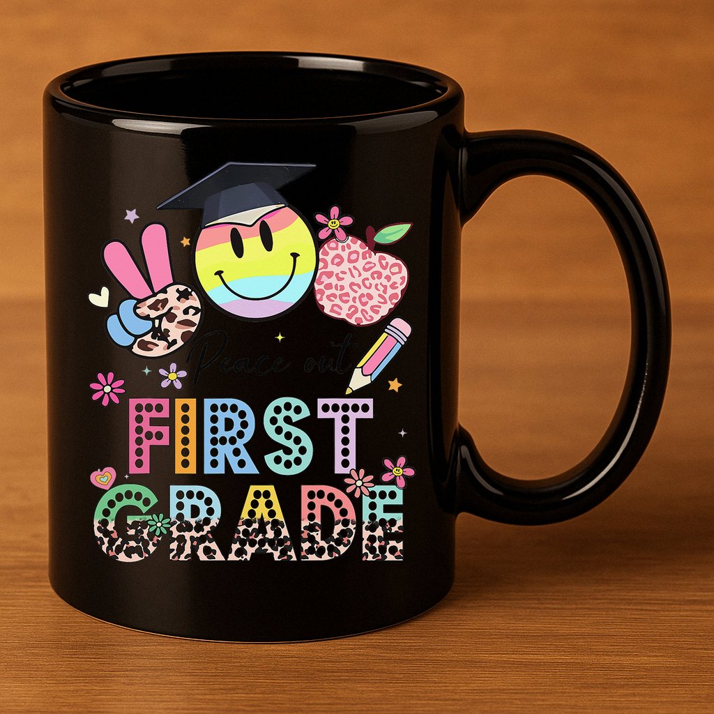Peace Out 1st First Grade Graduation Last Day Of School 11oz C Handle Ceramic Mug