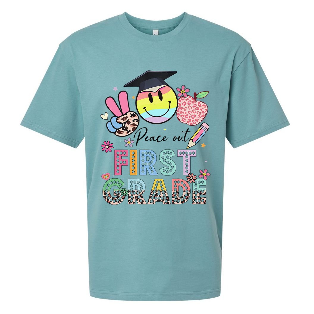 Peace Out 1st First Grade Graduation Last Day Of School Sueded Cloud Jersey T-Shirt
