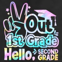 Peace Out 1st Grade Hello Second Grade First Grade Graduate 7 Panel Mesh Trucker Snapback Hat