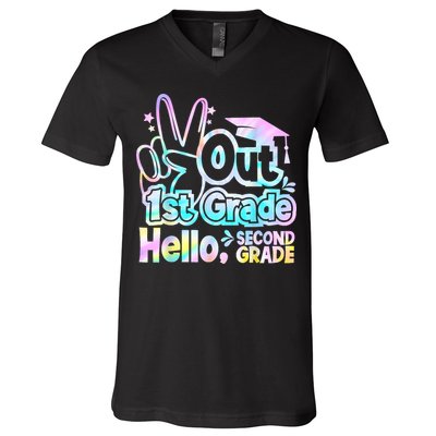 Peace Out 1st Grade Hello Second Grade First Grade Graduate V-Neck T-Shirt