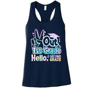 Peace Out 1st Grade Hello Second Grade First Grade Graduate Women's Racerback Tank