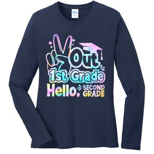 Peace Out 1st Grade Hello Second Grade First Grade Graduate Ladies Long Sleeve Shirt