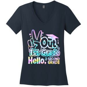 Peace Out 1st Grade Hello Second Grade First Grade Graduate Women's V-Neck T-Shirt