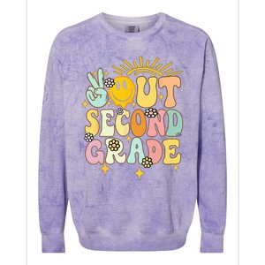 Peace Out 2nd grade graduation last day of school Groovy Colorblast Crewneck Sweatshirt