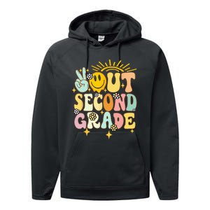 Peace Out 2nd grade graduation last day of school Groovy Performance Fleece Hoodie