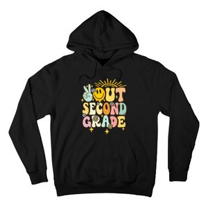 Peace Out 2nd grade graduation last day of school Groovy Hoodie