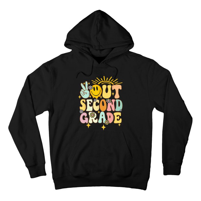 Peace Out 2nd grade graduation last day of school Groovy Hoodie