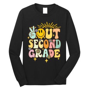 Peace Out 2nd grade graduation last day of school Groovy Long Sleeve Shirt