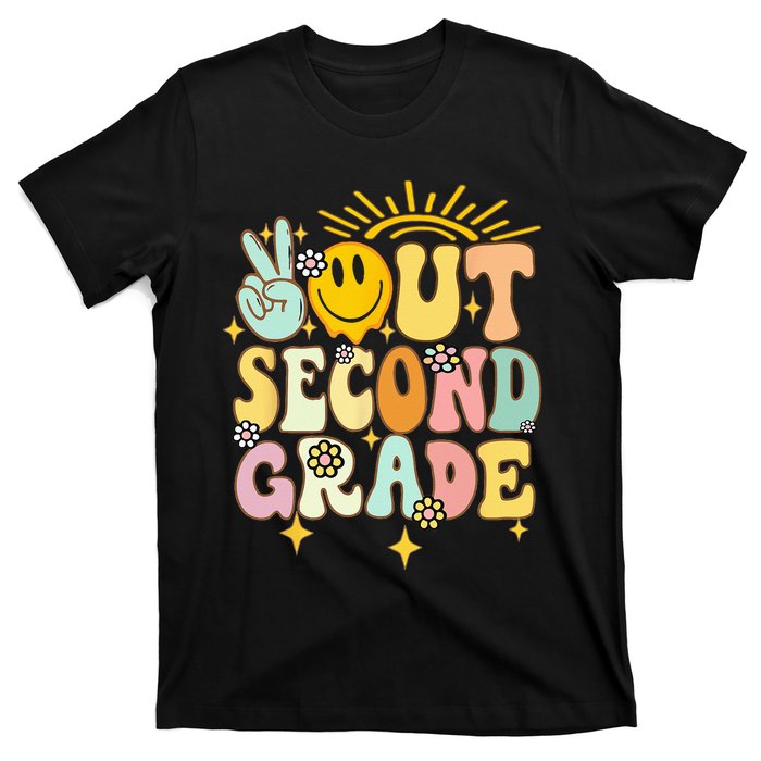 Peace Out 2nd grade graduation last day of school Groovy T-Shirt