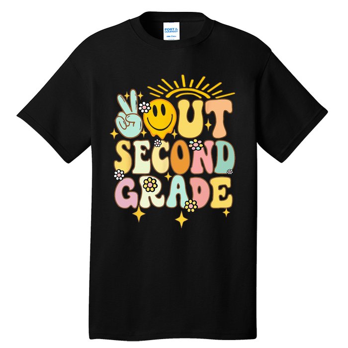 Peace Out 2nd grade graduation last day of school Groovy Tall T-Shirt