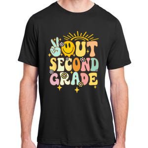 Peace Out 2nd grade graduation last day of school Groovy Adult ChromaSoft Performance T-Shirt