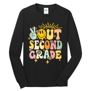 Peace Out 2nd grade graduation last day of school Groovy Tall Long Sleeve T-Shirt