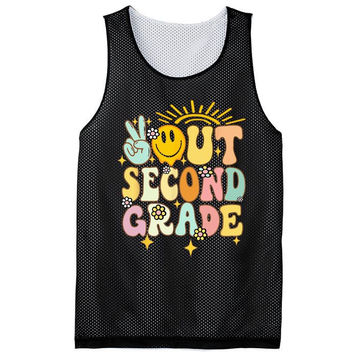 Peace Out 2nd grade graduation last day of school Groovy Mesh Reversible Basketball Jersey Tank