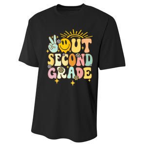 Peace Out 2nd grade graduation last day of school Groovy Performance Sprint T-Shirt