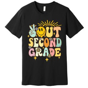 Peace Out 2nd grade graduation last day of school Groovy Premium T-Shirt