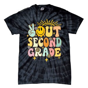 Peace Out 2nd grade graduation last day of school Groovy Tie-Dye T-Shirt