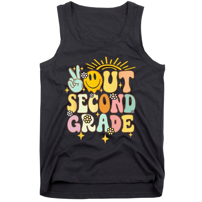 Peace Out 2nd grade graduation last day of school Groovy Tank Top