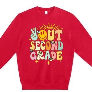 Peace Out 2nd grade graduation last day of school Groovy Premium Crewneck Sweatshirt