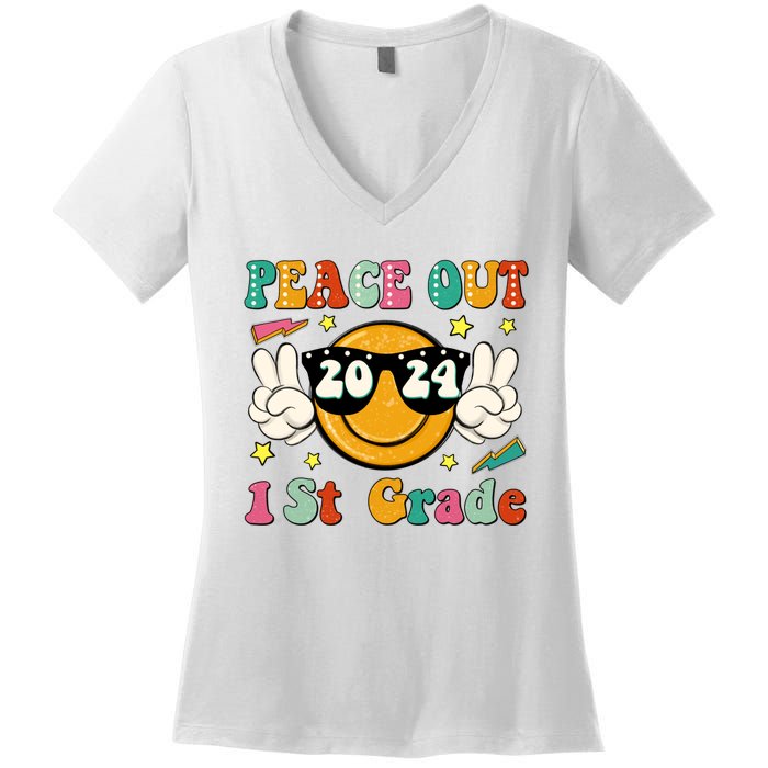 Peace Out 2024 1st Grade Women's V-Neck T-Shirt