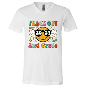 Peace Out 2024 2nd Grade V-Neck T-Shirt