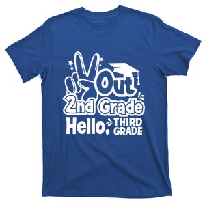 Peace Out 2Nd Grade Hello 3Rd Grade Teacher Graduation Cap Funny Gift T-Shirt